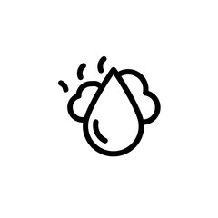 Poster - Rain Drop Icon: A simple, line art icon depicting a single rain drop falling from a cloud. Clean and modern design, perfect for weather apps or presentations.
