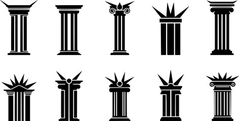 Abstract black glyph with pillars and sharp points