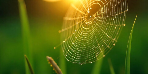 spider web with dew