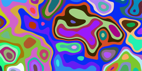 Aufkleber - Abstract colorful topographical map style illustration with overlapping contours and a variety of colors in a vibrant artistic pattern