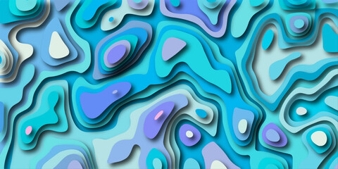 Aufkleber - abstract paper cut style illustration featuring overlapping shades of blue and purple tones with det