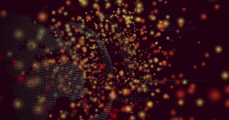 Poster - Golden particles materializing around globe then swirling outward to represent data flow