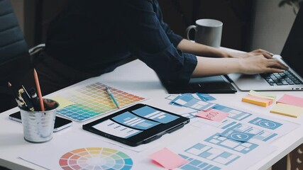 Business Team Collaborating on UXUI Design for System Development with Creative Planning and Prototype