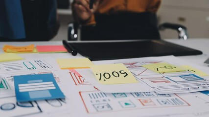 Business Team Collaborating on UXUI Design for System Development with Creative Planning and Prototype