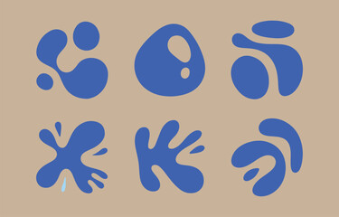 Poster - Abstract blue liquid shapes on beige background