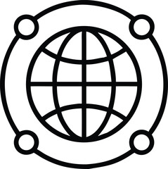 Aufkleber - Black line art globe internet icon isolated on white background