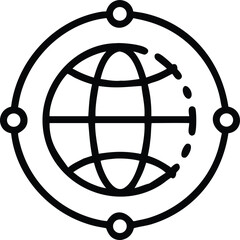 Aufkleber - Black line art globe internet icon isolated on white background