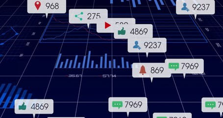 Poster - After bar pie charts loading metric badges spawning and drifting visualizing analytics data