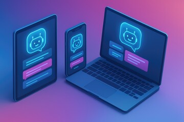 Poster - Ai chatbot interface across devices laptop tablet phone