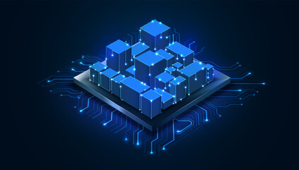 Poster - abstract circuit networking blockchain concept background