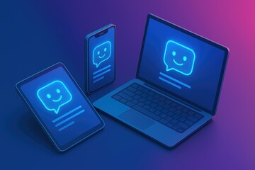 Poster - Happy customer feedback on laptop tablet phone