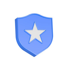 Poster - star with shield icon 3d rendering