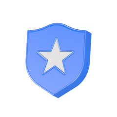 Poster - star with shield icon 3d rendering