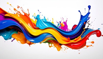 Fototapete - Colorful paint splash explosion on white canvas, a burst of abstract art and vibrant color