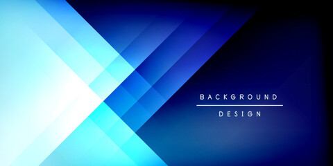 Leinwandbilder - Abstract geometric design. Blue, white gradients create dynamic layers. Dark background emphasizes bright shapes, modern aesthetic.