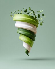 Aufkleber - Stylized Tornado Symbol in Green and White with Dynamic Swirling Lines Representing Natural Energy and Powerful Transformation for Modern Branding