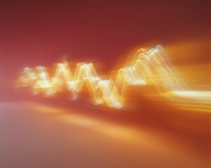 Aufkleber - Abstract glowing electrocardiograph heart rhythm waveforms in warm tones, symbolizing advanced healthcare monitoring and digital medical innovation