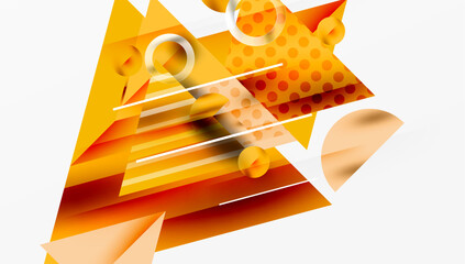 Aufkleber - Abstract geometric composition. Orange, yellow gradients dominate design. Shapes overlap, creating dynamic visual effect. Modern, vibrant.