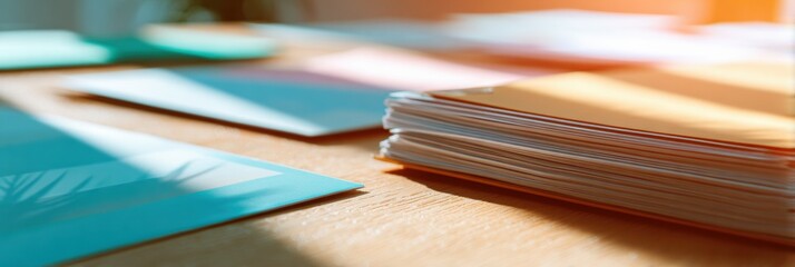 Fototapete - Modern Corporate Finance Strategy with Organized Financial Reports and Briefcases on Boardroom Table Emphasizing Systematic Planning and Economic Pressure