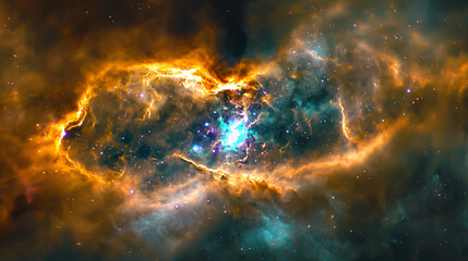 Poster - Stunning nebula in the sky displaying vibrant colors and intricate patterns of celestial phenomena.