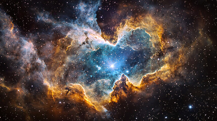 Poster - Mesmerizing nebula in the night sky with a blend of colors and light creating a cosmic spectacle.