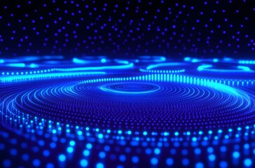 Poster - Blue LED Spiral Pattern on Dark Background