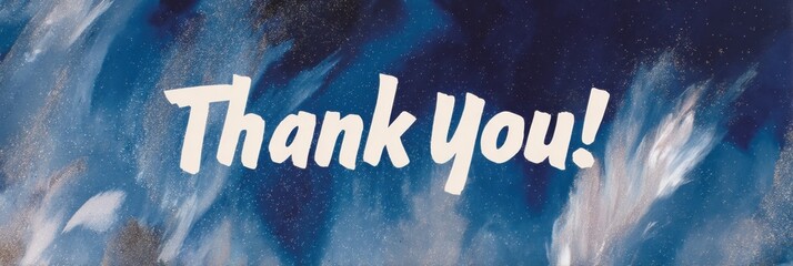 Aufkleber - Bold Thank You Banner with Hand-Lettered Typography and Splattered Paint Background for Creative Marketing and Expressive Gratitude Campaigns