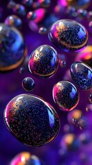 Poster - Vibrant Bubbles with Reflective Surfaces Against a Colorful Background