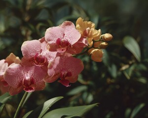 Aufkleber - Exotic orchid flower close-up with intricate petals and delicate textures, symbolizing luxury floral elegance for premium gardening and botanical content