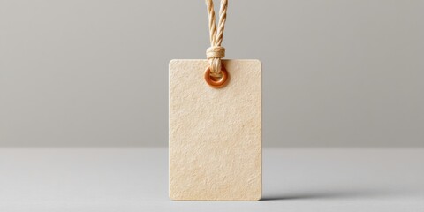 Poster - Minimalist Event Pass with Blank Paper Name Tag Hanging on Natural Thread, Clean Corporate Identity Mockup for Professional Access Control