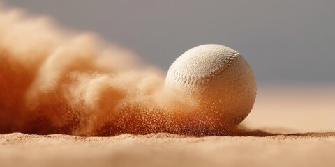 Aufkleber - Dynamic esports baseball hitting dusty ground with explosive dirt particles, capturing intense athletic action and competition drama for sports marketing