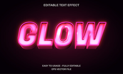 Fototapete - Glow Text, Editable Text Effect Template, 3d Bold Futuristic Pink Neon Light Typeface