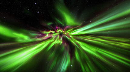 Poster - Enigmatic green and purple star radiating cosmic energy against the vastness of outer space.