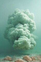 Aufkleber - Submarine Volcano Eruption with Hydrothermal Vent Smoke and Magma Flows over Rocky Seabed Showcasing Geothermal Activity and Oceanographic Research Trends