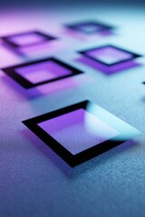 Fototapete - Digital QR Code Pattern with Sharp Black Squares on Textured Surface Highlighted by Neon Lighting for Modern Tech and Secure Payment Systems