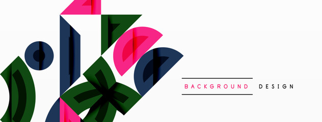 Fototapete - Abstract geometric shapes, vibrant colors, minimalist design. Clean white background provides contrast, modern aesthetic.