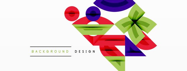 Fototapete - Abstract geometric shapes, vibrant colors, modern design elements. Background features overlapping forms, creating dynamic visual impact.
