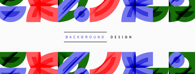 Poster - Abstract colorful shapes repeat horizontally, creating dynamic pattern. Minimalist design with bright hues, suitable background element.