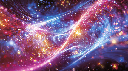 Poster - Colorful swirl of bright colors and twinkling stars creating a mesmerizing cosmic scene of wonder.