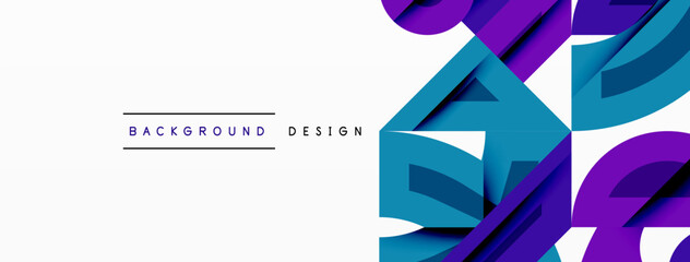 Poster - Abstract geometric shapes, vibrant purple, teal hues. Modern design element for backgrounds, presentations. Clean, minimalist aesthetic.