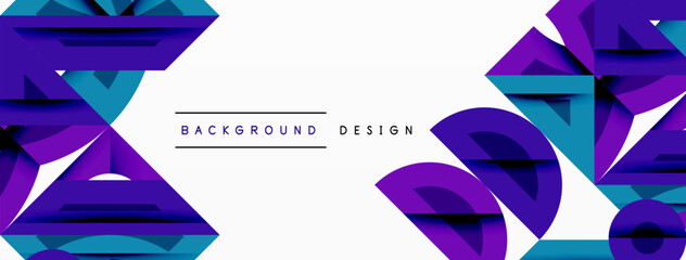 Poster - Abstract geometric shapes, purple, blue hues. Modern design element for backgrounds, presentations. Clean, vibrant aesthetic.