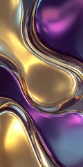 Poster - Abstract Fluid Dynamics in Gold and Purple