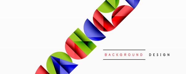 Fototapete - Abstract colorful shapes overlap, creating dynamic visual effect. White background emphasizes vibrant design elements. Minimalist style.