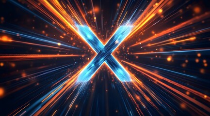 Poster - Radiant 'X' Symbol with Dynamic Light Beams