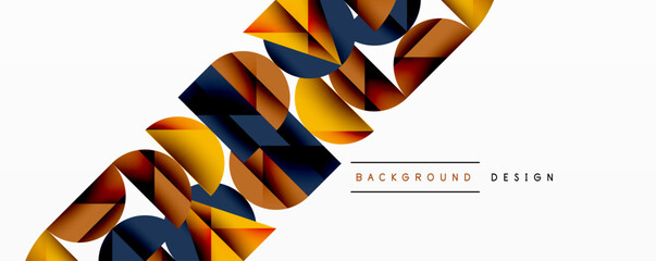 Poster - Abstract geometric shapes overlap, creating dynamic visual texture. Warm colors dominate, contrasted by cool tones. Modern design element.