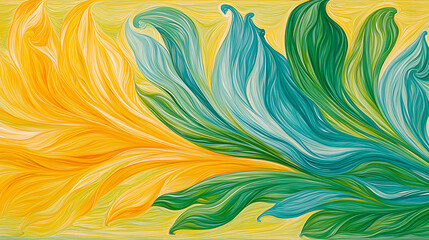 Poster - A detailed painting of a lush green leaf showcasing intricate veins and textures in vibrant color.