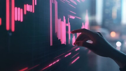 Fototapete - Analyzing financial charts on a futuristic screen with interactive touch interface