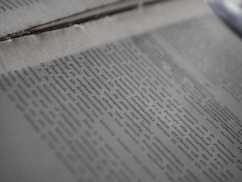 close up of an open book in black and white style photography