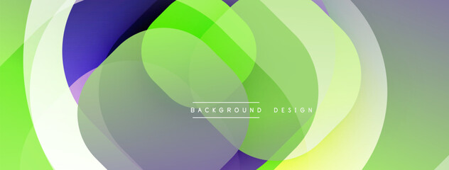 Leinwandbilder - Abstract fluid shapes, vibrant green purple hues. Overlapping layers create dynamic visual effect. Modern design element.