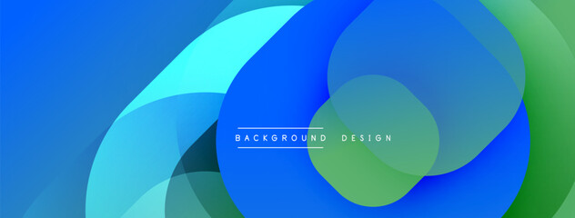 Poster - Abstract blue green gradient circles overlap. Modern design, smooth transitions, vibrant colors create dynamic visual effect.